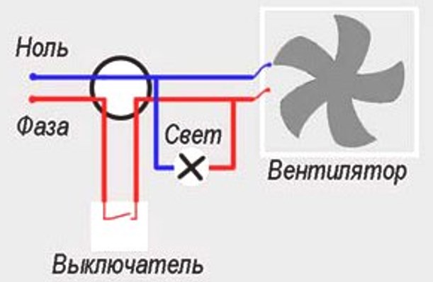 Фото: Схема подключения вентилятора в ванной к выключателю Схема подключения вентилятора в ванной к выключателю